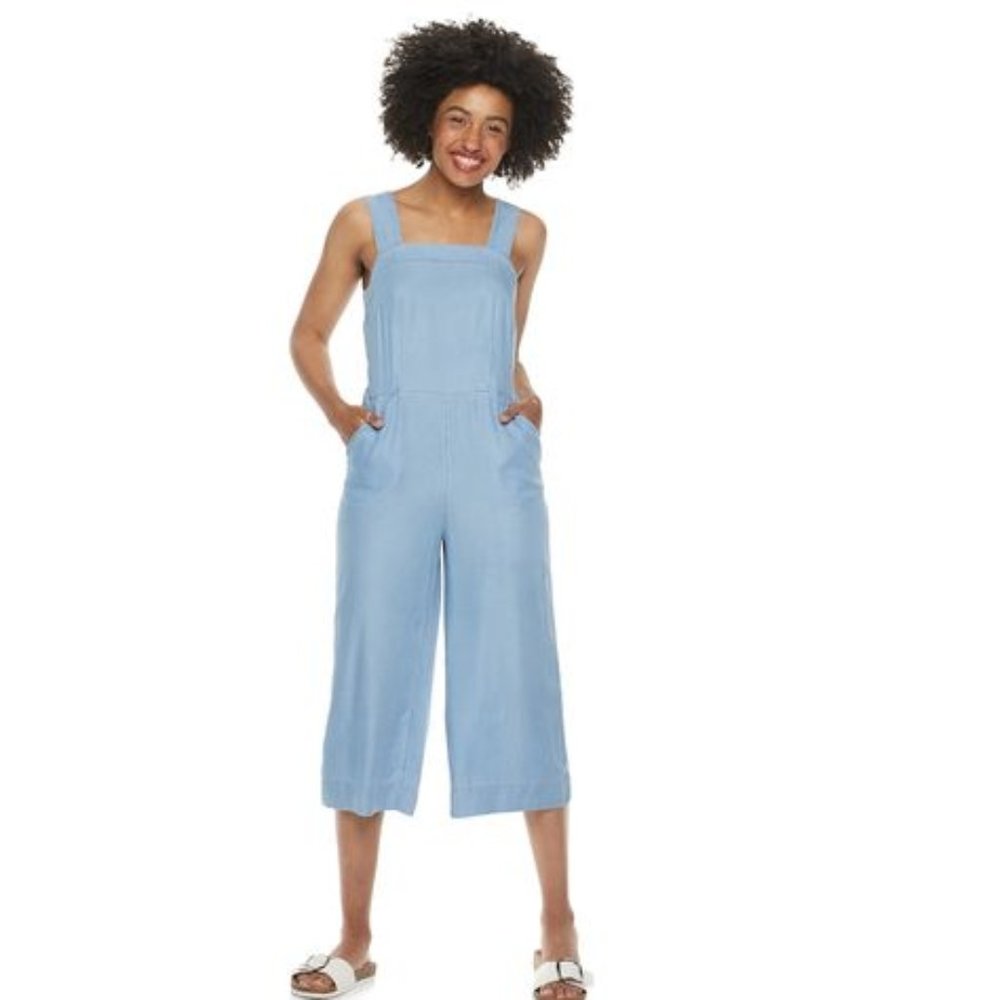 NWT POPSUGAR Chambray Square Neck Jumpsuit -Sz S